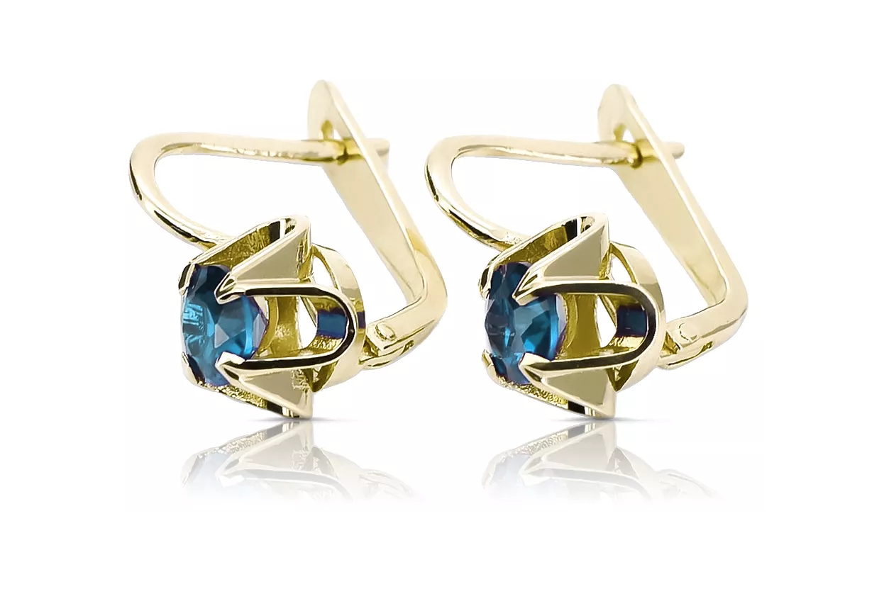 Ohrringe Vintage Schmuck Aquamarin 14 Karat Gelbgold vec018y